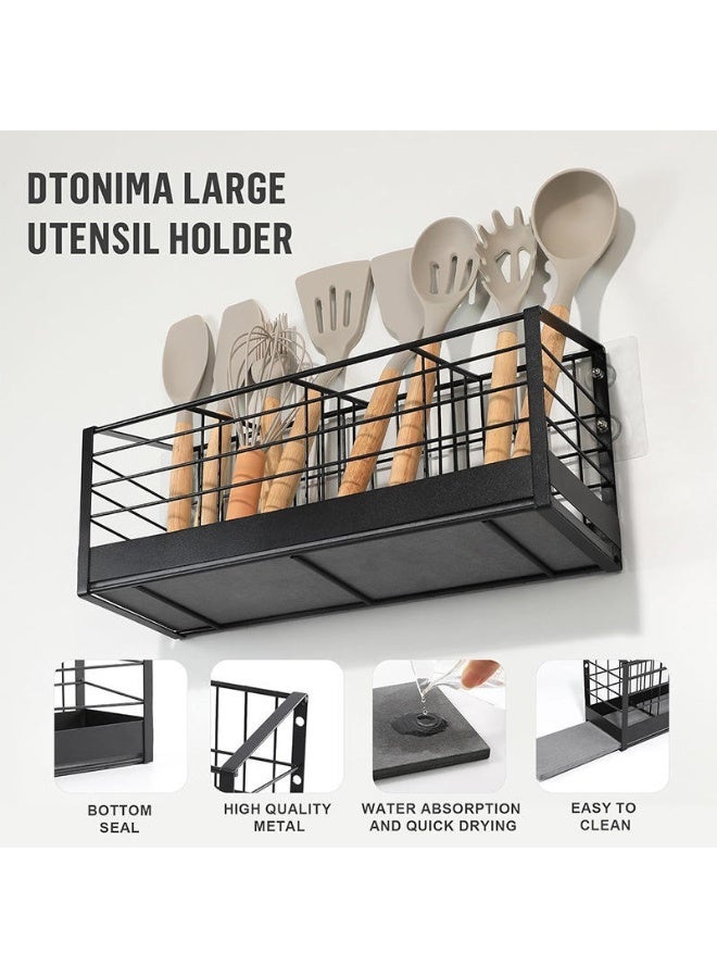 FUOE Wall-mounted kitchen dish rack - silicone coated dish organizer with chopstick holder and diatomaceous earth base. A countertop storage rack for spoons, forks, and kitchen utensils, this space-saving modern kitchen dish rack offers convenient storage. - Image 5